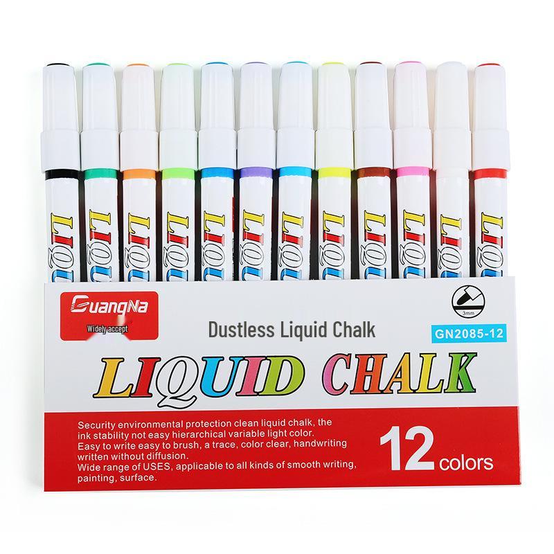 

12-Color Dustless Liquid Chalk Set - Large Capacity, Erasable Whiteboard Pens for Children s Graffiti