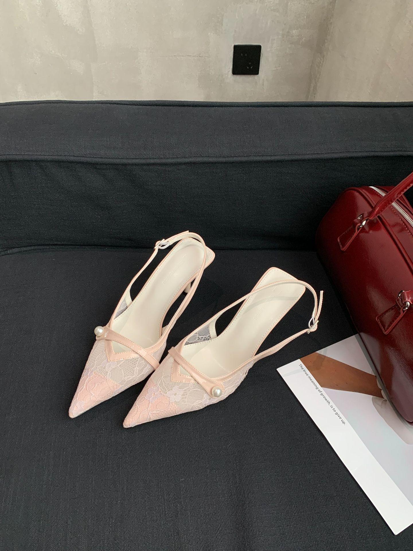 Women s Pointed Toe Thin Heel Cut-Out Sandals - Perfect for Daily Wear 35 розовый