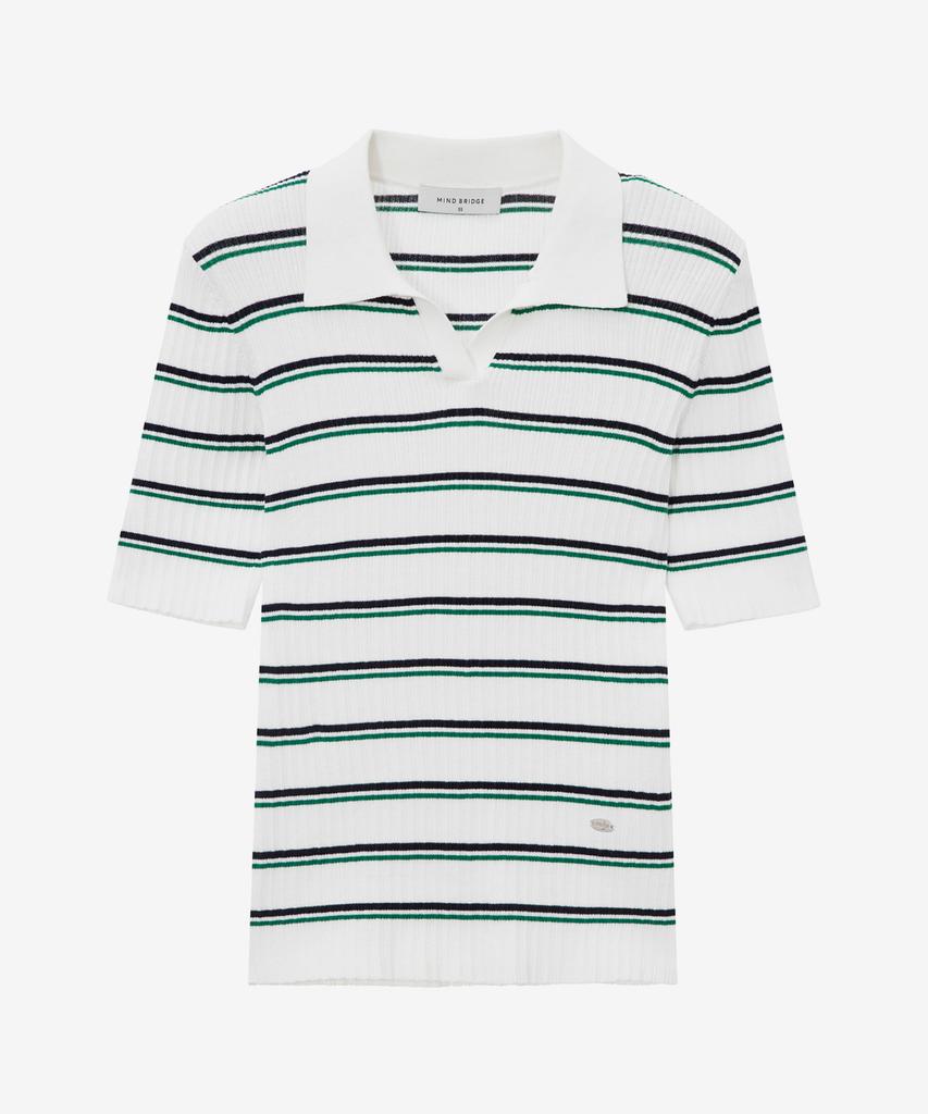 MIND BRIDGE WOMEN [W] Striped Ribbed Collar Knit - 2 Colors