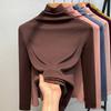 Turtleneck Bottoming Shirt Women's New Women's Clothing Solid Color Simple Long-sleeved T-shirt Velvet Warm Inner Waist Top