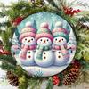 Snowman Metal Sign Wreath Tin Wall Art for Home Bar Farmhouse Decor Iron Round Craft