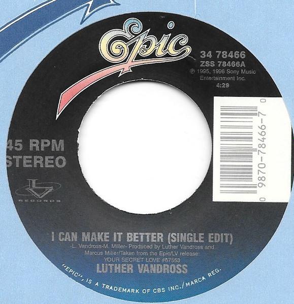 

7inch Record LUTHER VANDROSS - I Can Make It Better 3478466 Epic 1996 US Soul/Funk Used