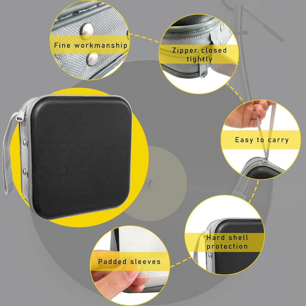 Augeny 48 Capacity CD Case, Portable DVD Hard Plastic Case Holder, Wallet Disc Storage Binder For Car, Home, Travel, Carrying Organizer, Universal
