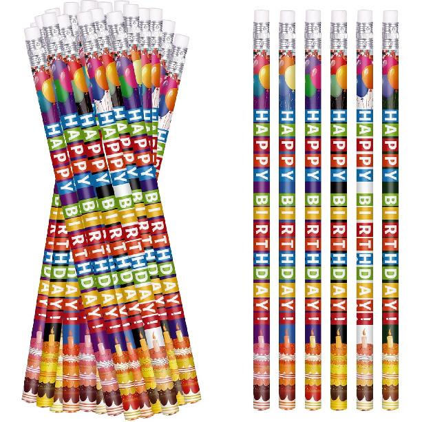 Birthday Pencils for Students Happy Birthday Pencil Bulk Colorful Wood Pencils Teacher Classroom Birthday Gifts Party Supplies (24)