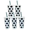 Ball Cups With Straws And Lids Football Plastic Reusable Cups Straws Sports Soccer Themed Birthday Party Supplies