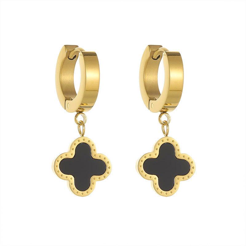 Titanium steel classic clover earrings fashionable short earrings