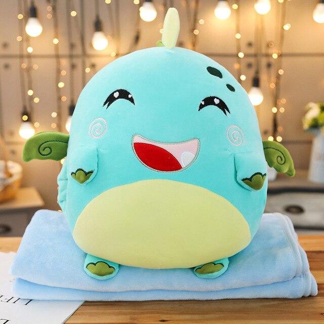 1pc 30cm Soft Animal 3 In 1 Pillow With Blanket Kawaii Plush Dinosaur Unicorn Elephant Cat Toy Stuffed Handwarmer For Children