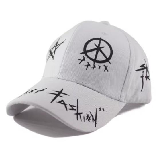Baseball Cap Hat Grey Black Letter Graffiti Print Iron Ring Spring Summer Autumn Punk Hip hop Rock Adjustable Unisex Men Women Outdoor Casual Cotton