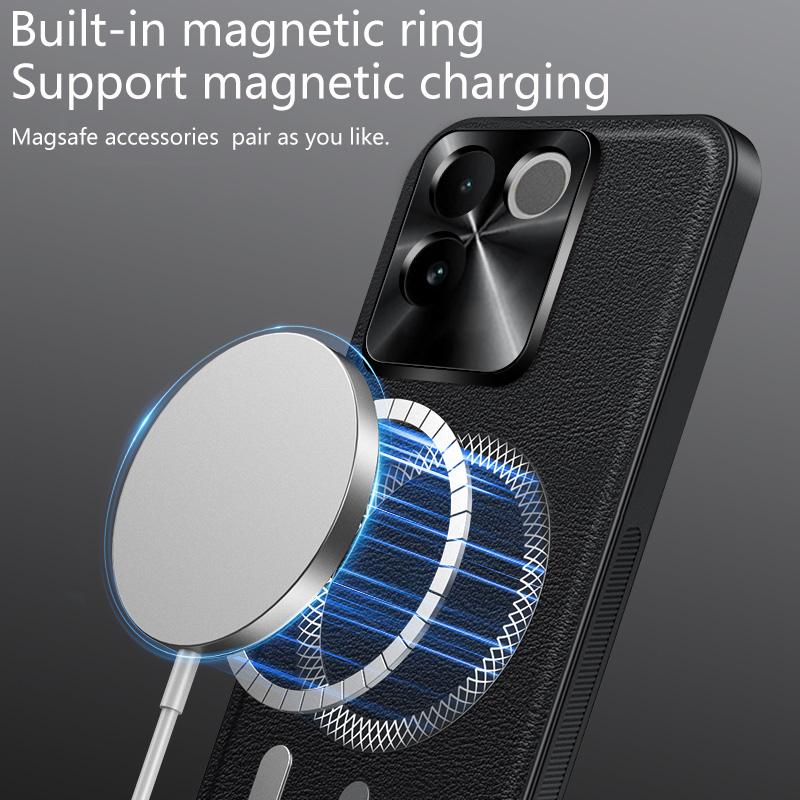 For Vivo S17e Case Magnetic Elegant Leather Wear-Resistant Lens Fully Covered Non-Slip Grip Edge Cover Shell