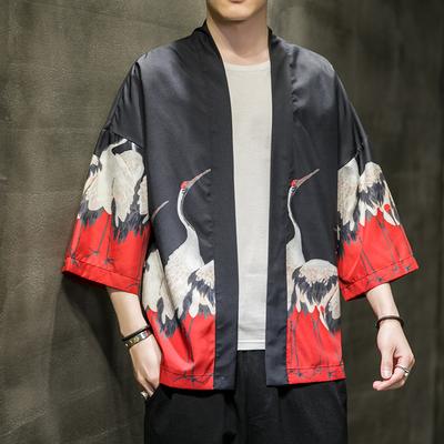 2025 Zomer Heren Harajuku Chinese Stijl Gewaad Heren Print Kimono Streetwear Tops Heren Dames Vest Yukata Mannelijk Zonnebrandhemden