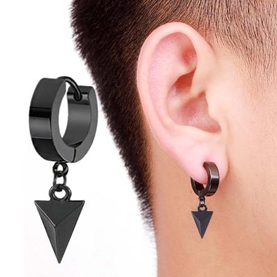 Vintage Punk Geometric Dangle Earrings For Men Boy Stainless Steel  Male Jewelry