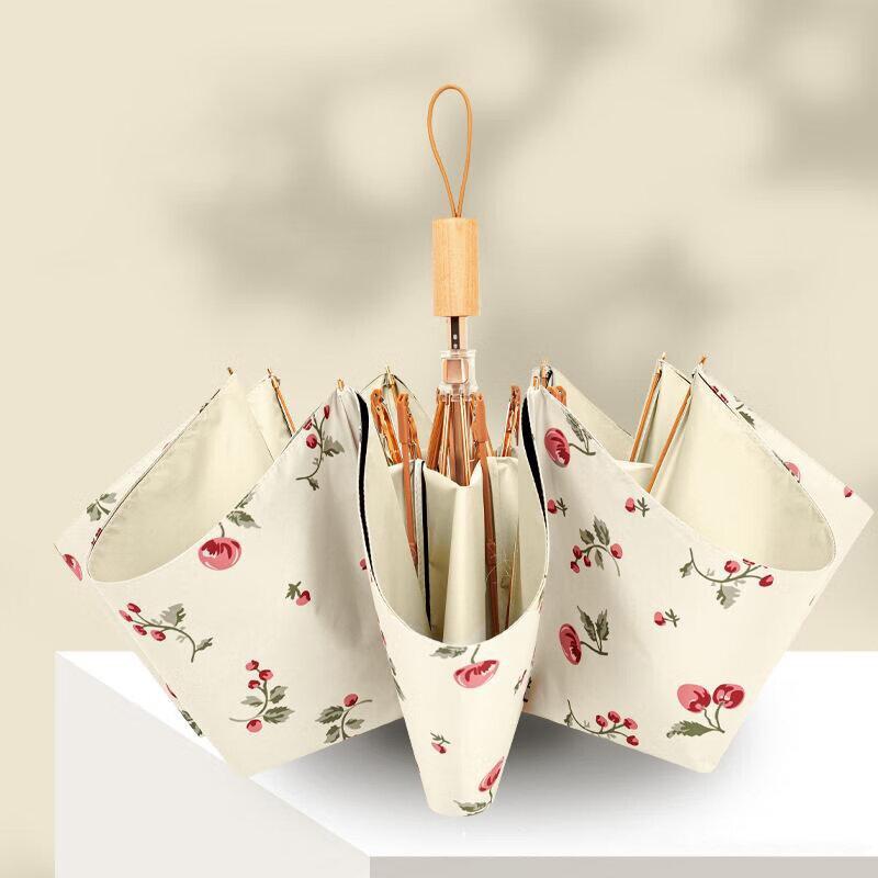 Li Lang Vintage Cherry Blossom Folding Sun & Rain Umbrella