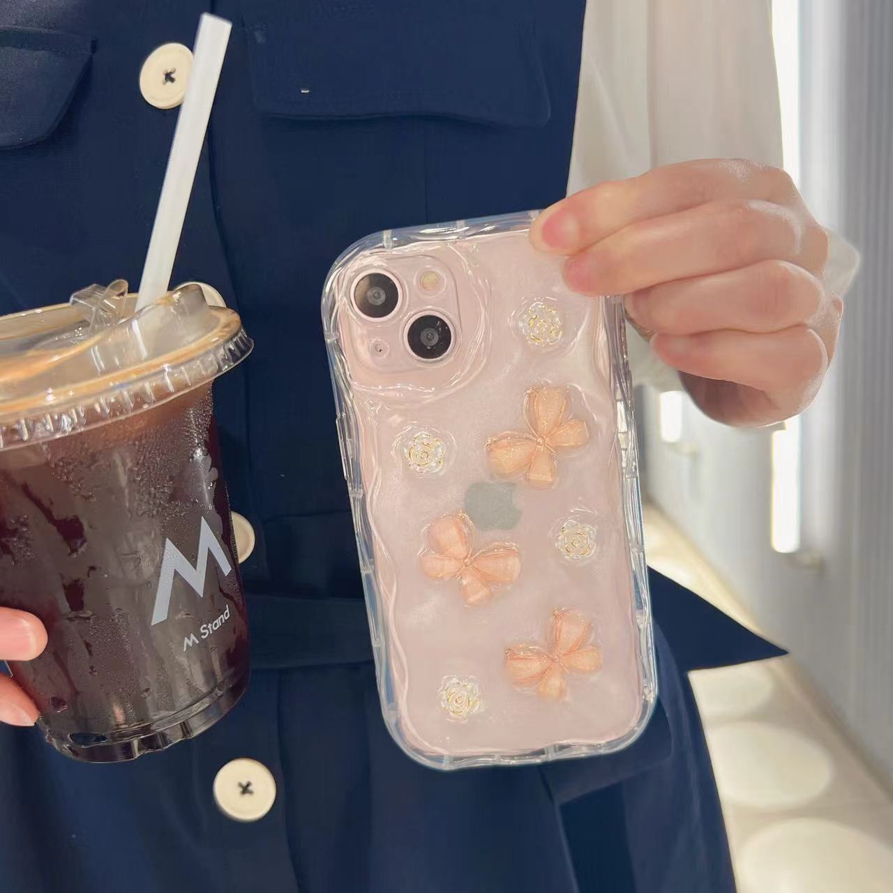 

Розовый бант-роза для Apple 15/14promax13/12/XS/11/78plus чехол для мобильного телефона