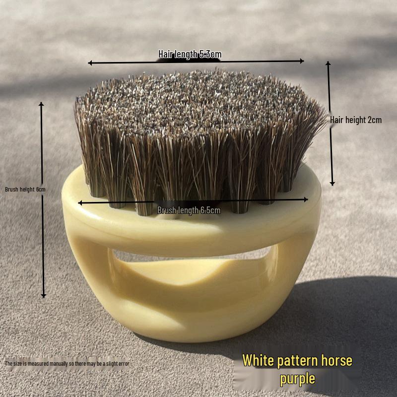 Horsehair & Pig Bristle Horseshoe Beard Brush - Soft Handleless Wenge Brush for Stray Hair