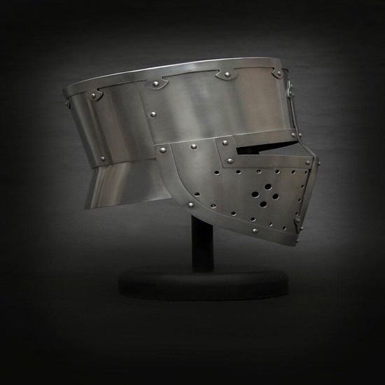 Medieval Great Helm Knight Crusader Helmet  Reenactment Armor  Handmade Steel Helmet Combat Ready  Historical Costume Prop