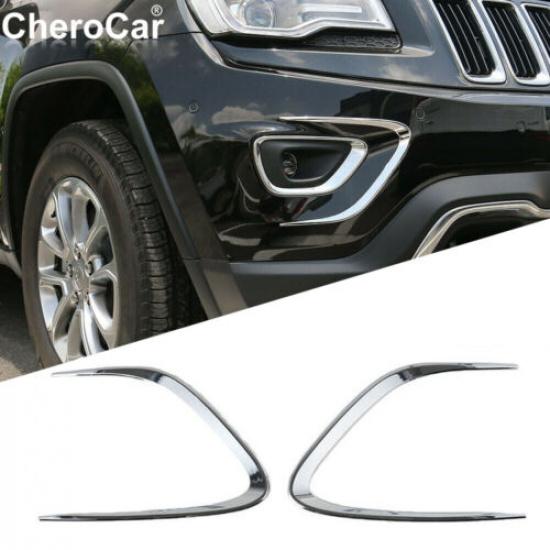 Chrome Side Front Fog Light Lamp Trim Cover Strip for Jeep Grand Cherokee 14-16