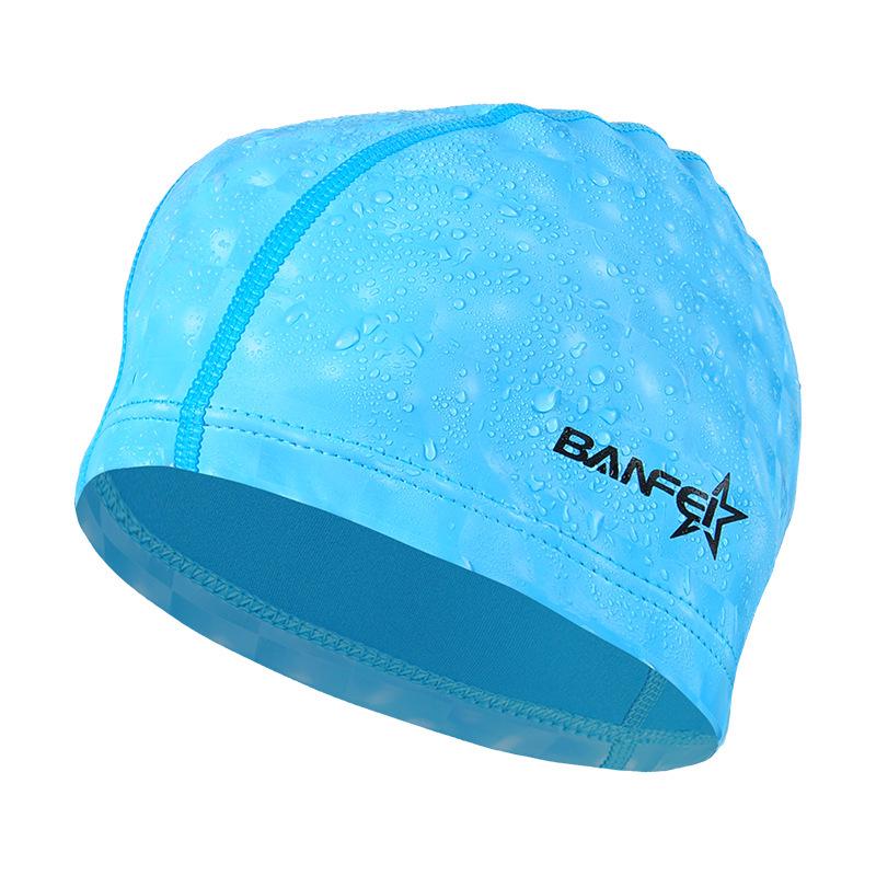 Banfei Glitter PU Swim Cap: Colorful, Comfortable & Waterproof for Adults