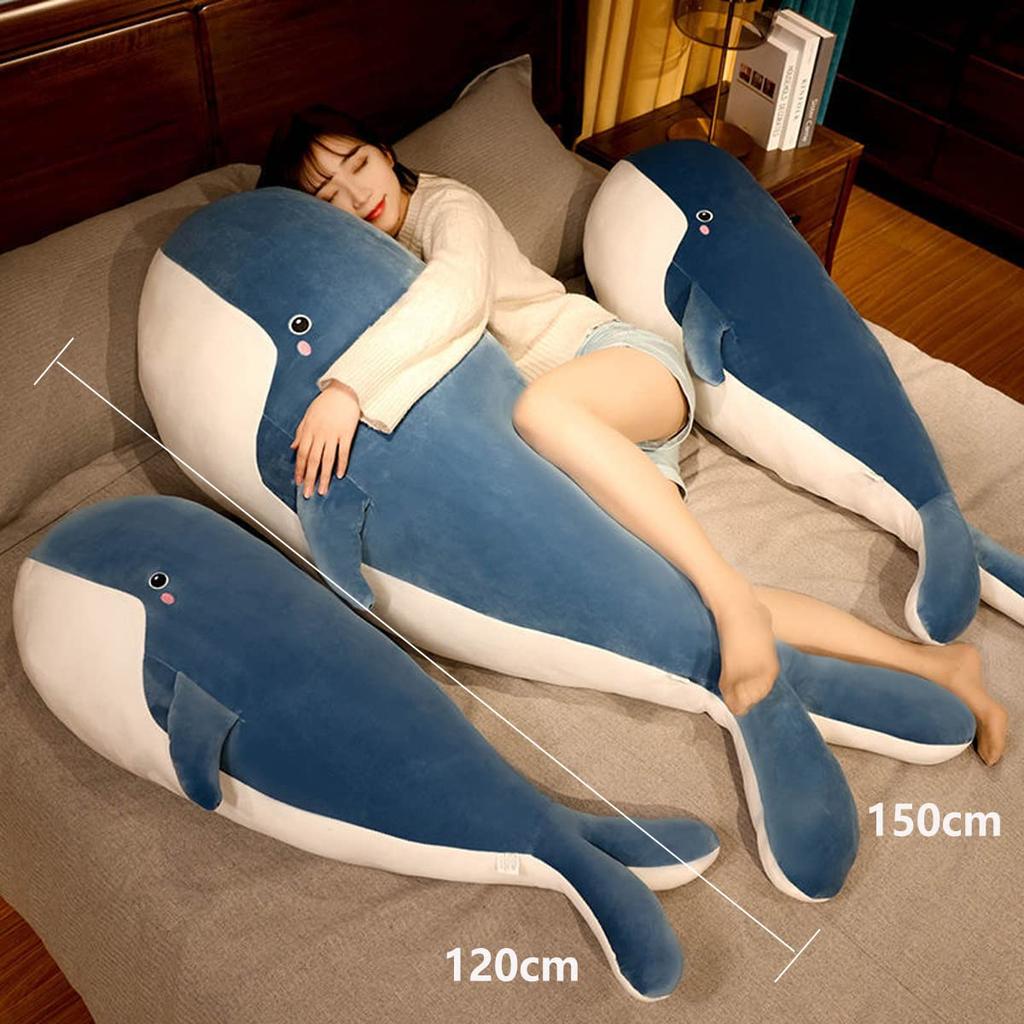 Whale Plush Body Pillow, Extra Large (Approx. 100cm Long), Soft, Side-Sleeping, Washable, Perfect for Girls, Gift, Toy, Room Decor, or Store