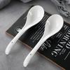 Ruhan Pure White Long-Handle Ceramic Large Soup Spoon