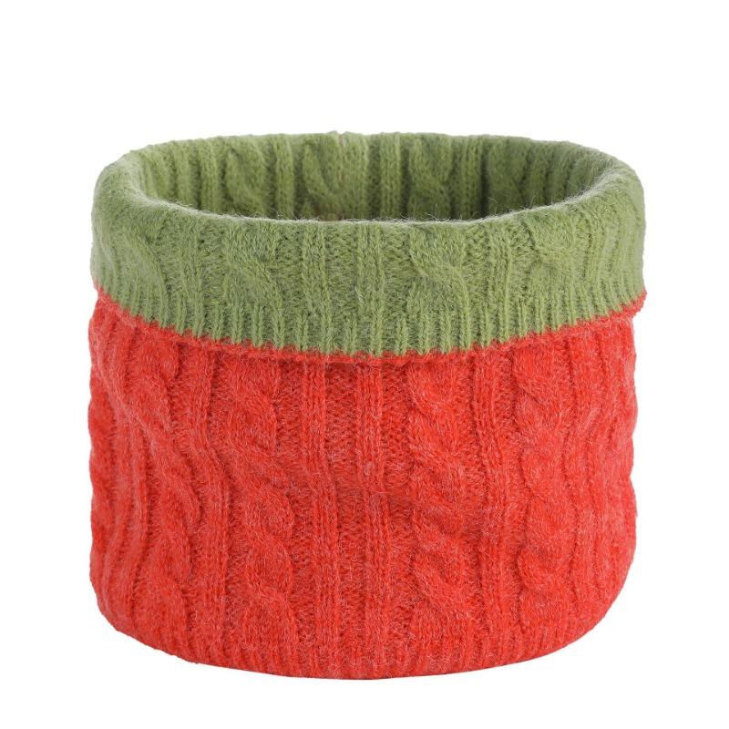 Winter solid color warm scarf double-sided twist fashion neck cover women's scarf knitted wool elastic single ring pullover hat