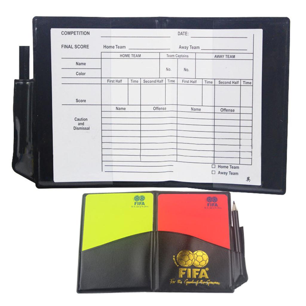 Kolip Sports Football Referee Red Yellow Cards With Leather Case Pen Practical Referee Tools Competition Equipment