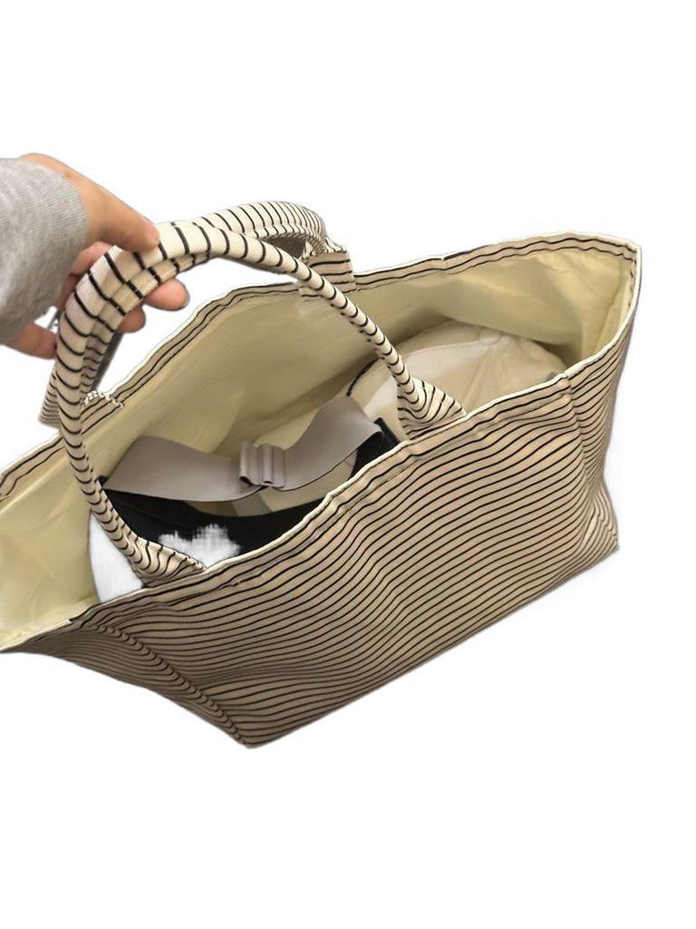 Korean-Style Striped Canvas Tote: Large-Capacity Handbag for Women, 2025 Edition