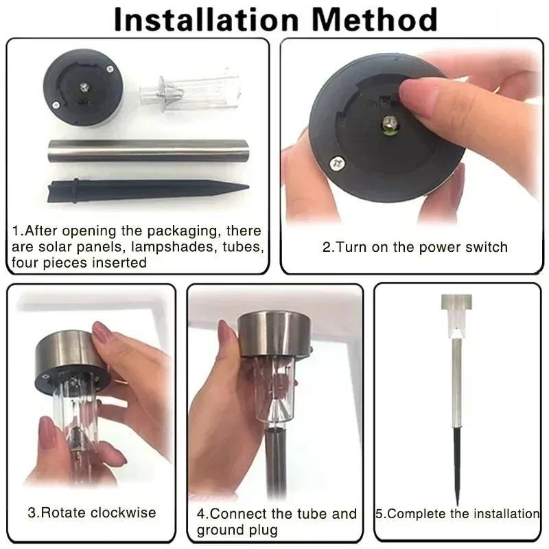 10 stk Ny Høy Kvalitet Hvit LED Plenlys Lampe Solcelledrevet Utendørs for Gårdsplass Gangvei Hage Landskapslys Belysning