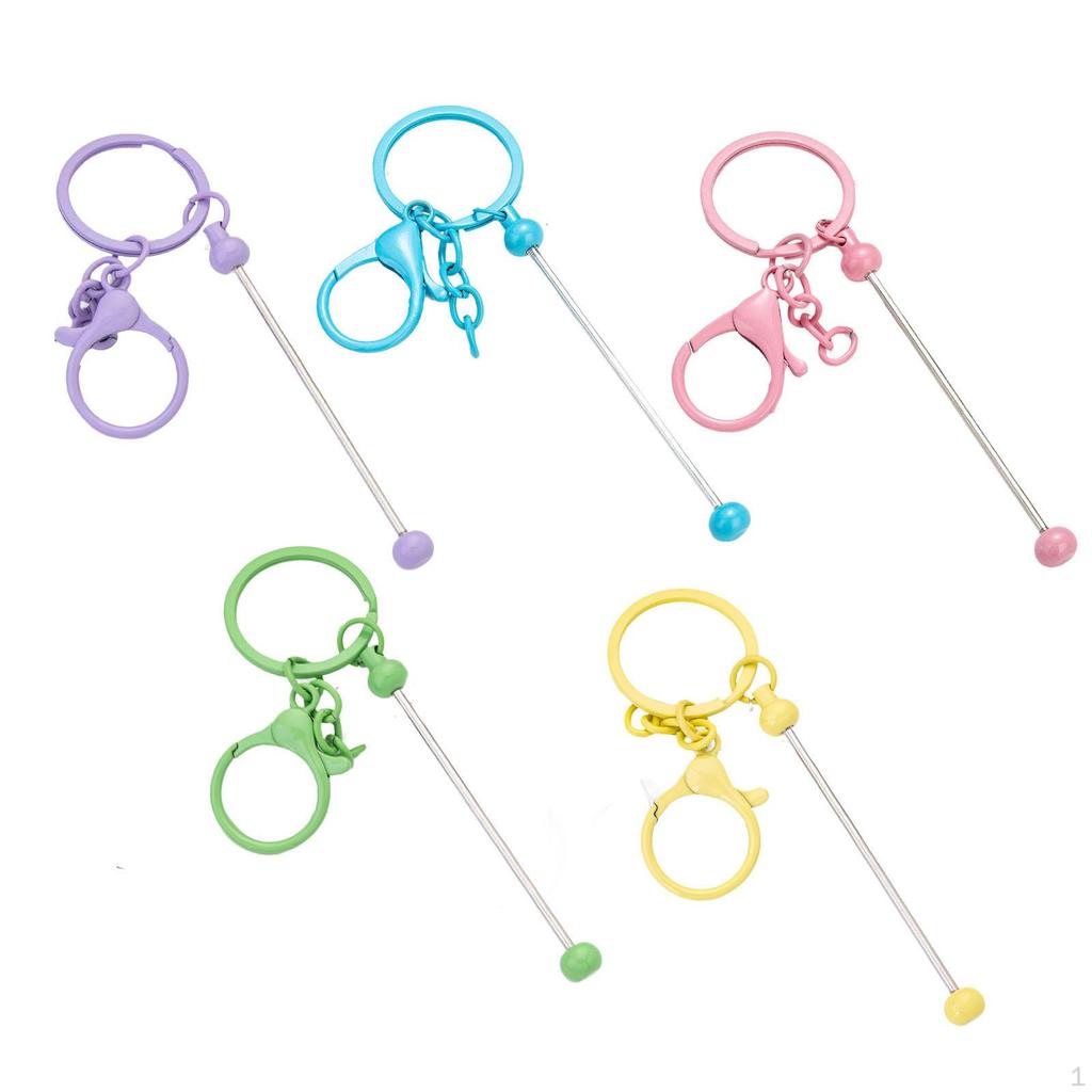 5 Pieces Beadable Keychain Bars Fashionable Crafting Stylish Multicolor for Craft Projects Family