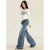 2024 Autumn/Winter New Women'S Retro Light Color Washed Jeans, Low Waist Slimming Micro Horn Pants