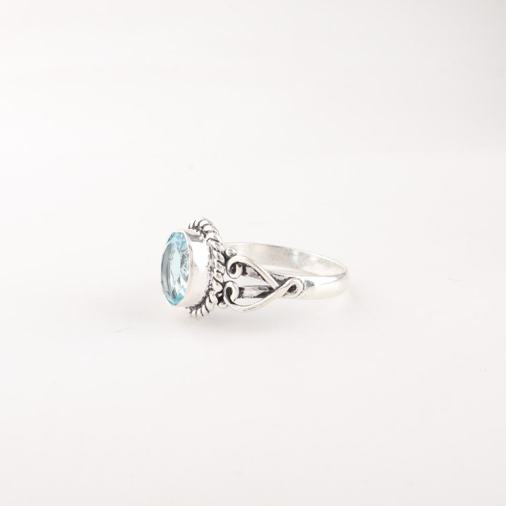Sky Blue Topaz Gemstone 925 Sterling Silver Jewelry Handmade Ring Gift For Wife RR-8-8