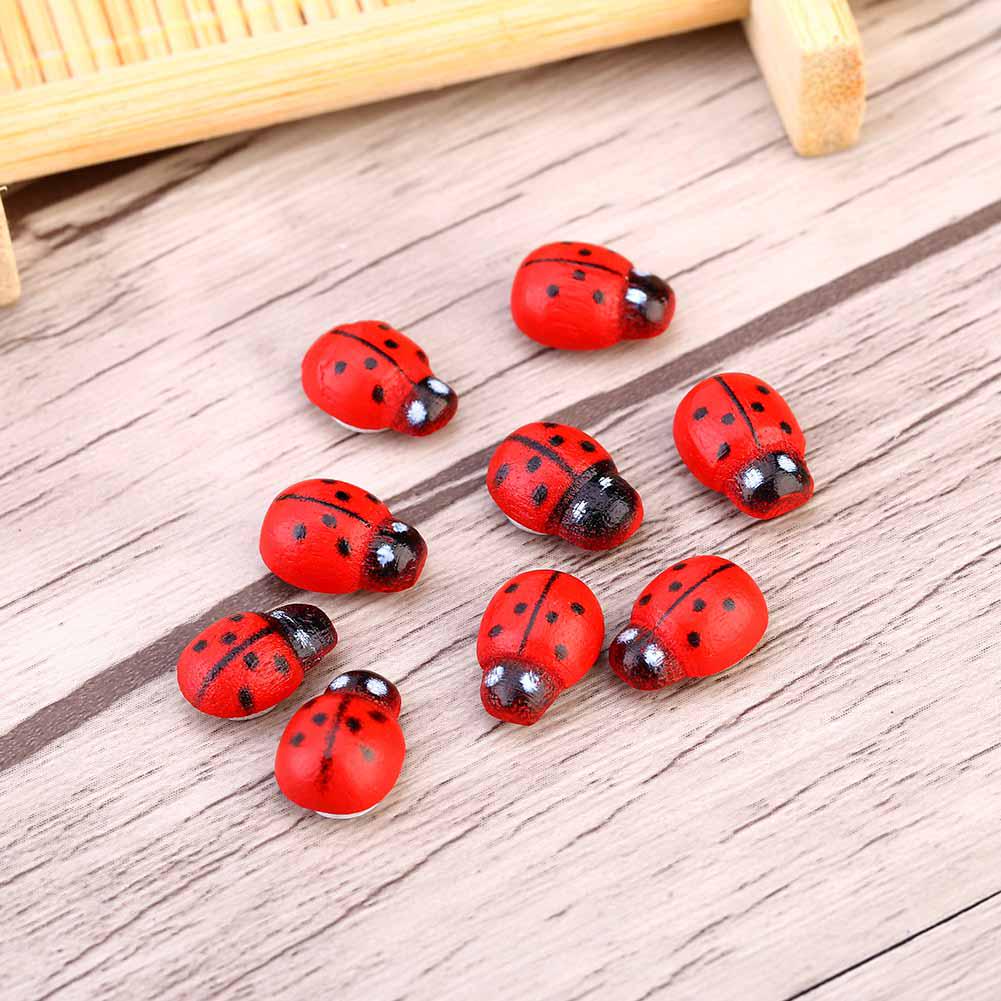 100 pezzi/sacchetto animale coccinella in legno spugna decorazione della casa adesivo da parete artigianato per bambini bambini