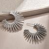 New sunflower gold and silver two-color high-end earrings, European and American style metal earrings, fan-shaped light luxury heavy industry earrings