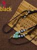 Ocarina Performance Cord: Woven Jade Necklace with Double Loop Seed Beads, Perfect As a Pendant or Musical Instrument Accessory.