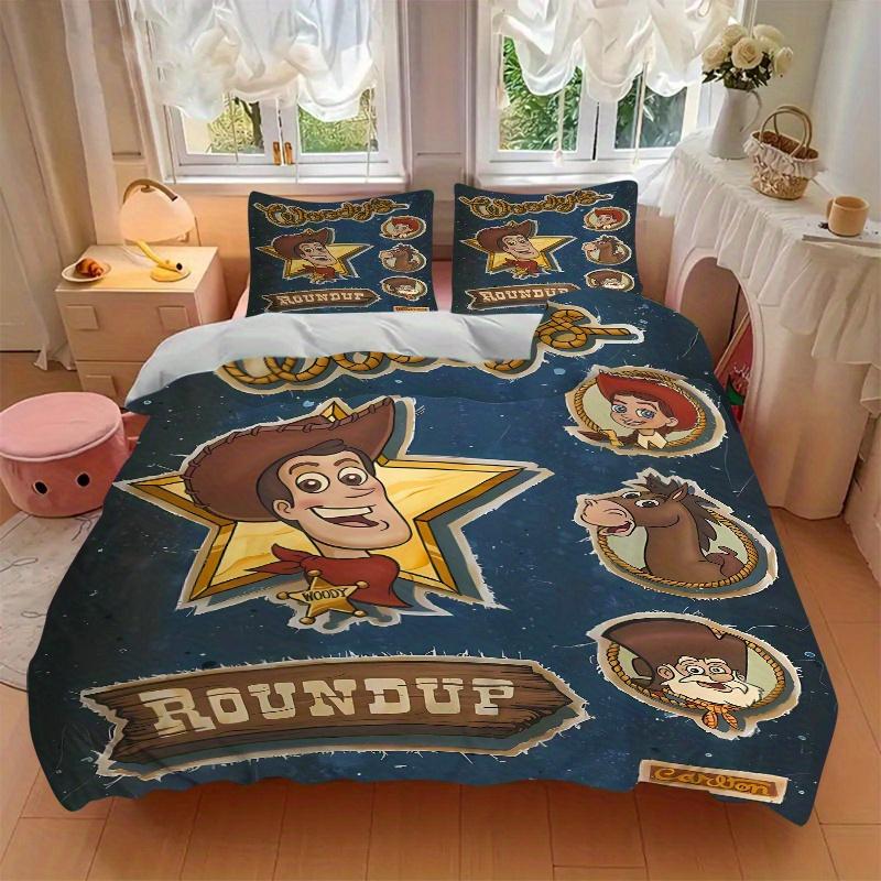 3pcs Woody Toy Story Quilt Cover Set, Soft and Cozy Bedroom, Guest Room and Dorm Decorative Bedding 3-Piece Set 1 Quilt Cover + 2 Pillow Sha