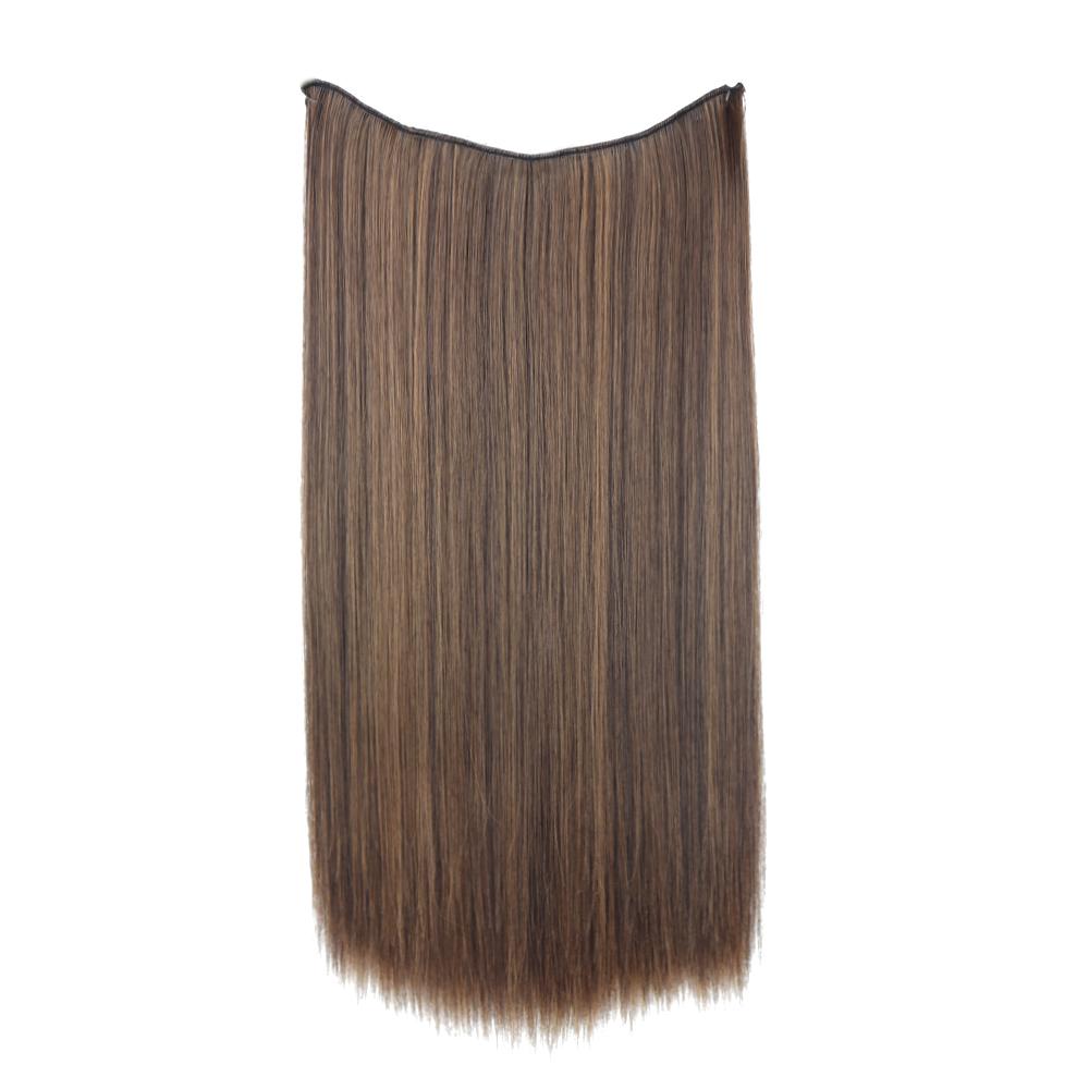 MISS WIG Women Long Straight Invisible Hair Extensions Synthetic Fiber Natural Hairpiece Fish Line Daily Wear Cosplay Hair