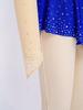 Girls Figure Skating Dance Dress: Long Sleeves Finger Holes Keyhole Back Mesh Patchwork Shiny Rhinestones Asymmetrical Hem