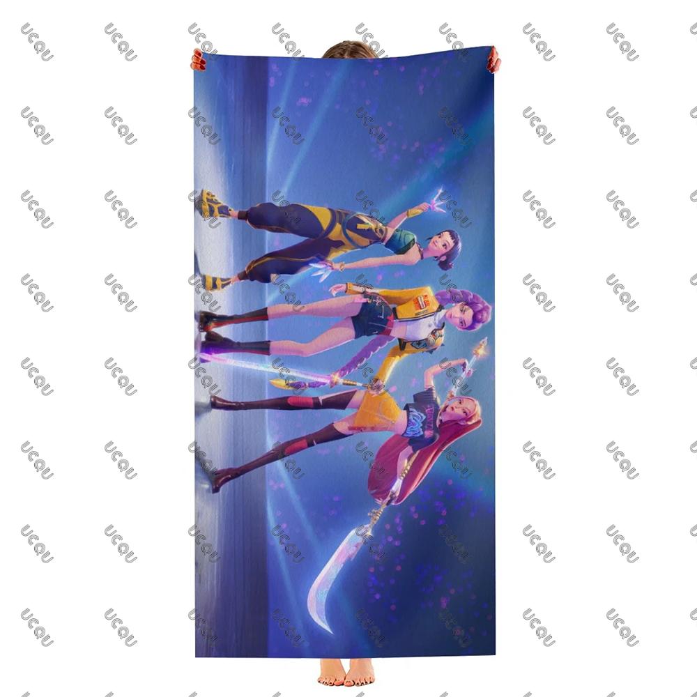 KPop Demon Hunters Birthday Swimming Towels Bath Outdoor Music Lover Beach Towel Quick Drying Gift Women Girl Kids Boys Fans