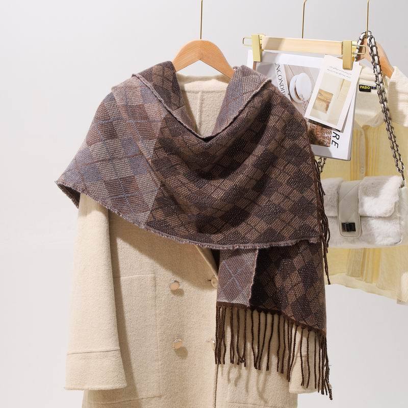 

Cashmere Winter Women Plaid Warm Soft Women Scarves female Hiver Luxe Tassel Female Bufandas muffler shawl wrap fashion One Size