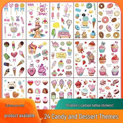 Adesivi Tatuaggio Impermeabili Carini Gelato & Ciambelle per Feste di Compleanno dei Bambini
