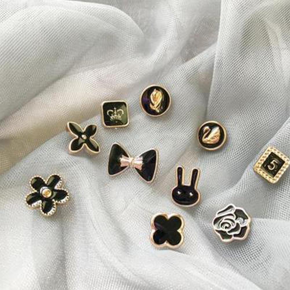10Pcs/Set Simple Alloy Brooch Prevent Wardrobe Malfunction Botton Decor for Clothes
