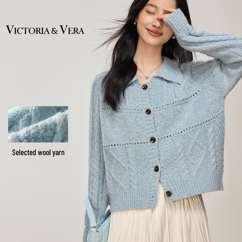 

VICTORIA&VERA Женский вязаный свитер в стиле ретро с лацканами L