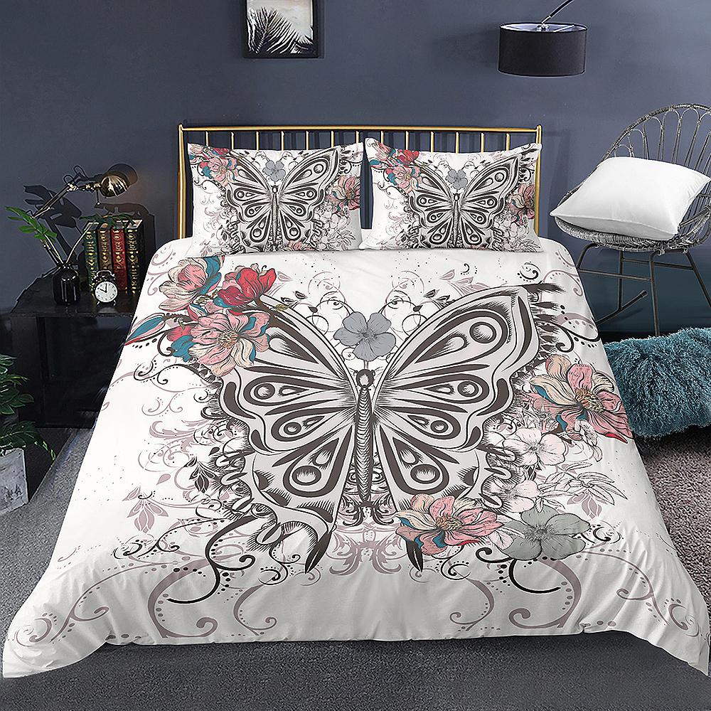 Butterfly Aesthetics Duvet Cover King Queen Beautiful Blue Flying Insect Pattern Print Bedding Set 2/3pcs Polyester Quilt Cover