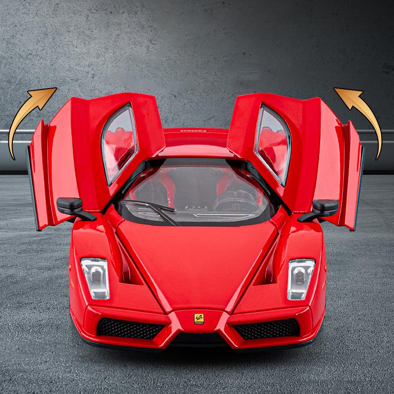 1/24 Ferrari ENZO Alloy Sports Car Model Diecast Metal Racing Super Vehicles Car Model High Simulation Sound and Light Children Toy Gift