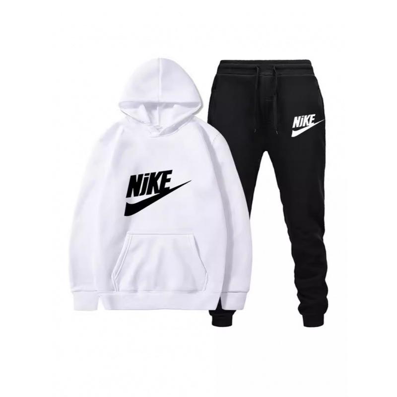 Modny zestaw unisex z nadrukiem: bluza z kapturem i spodnie dresowe