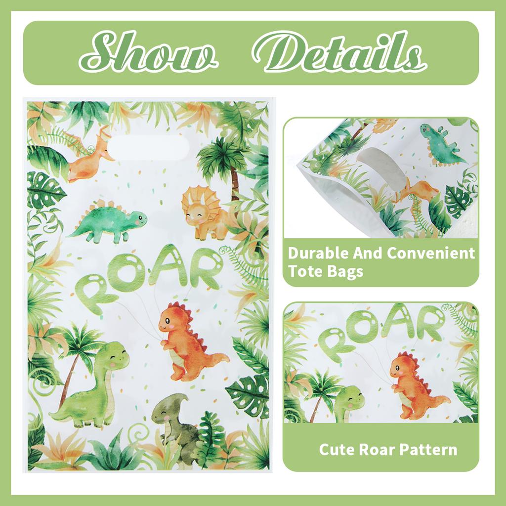 Cartoon Dinosaur Plastic Gift Bag Candy Bag Dinosaur Birthday Party Decor Kids Birthday Party Supplies Favors Baby Shower Decor