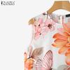 ZANZEA Women Casual Round Neck Print Patchwork Summer Sleeveless Dress