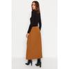 Navy Blue Belt Detailed Woven Skirt Tctaw24ee00014