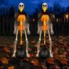 Halloween Yard Ornaments 2Pcs Solar Skeleton Stake, LED Garden Lights, Waterproof Lawn Stakes Realistic Skull Figurines for Outdoor Patio Walkway