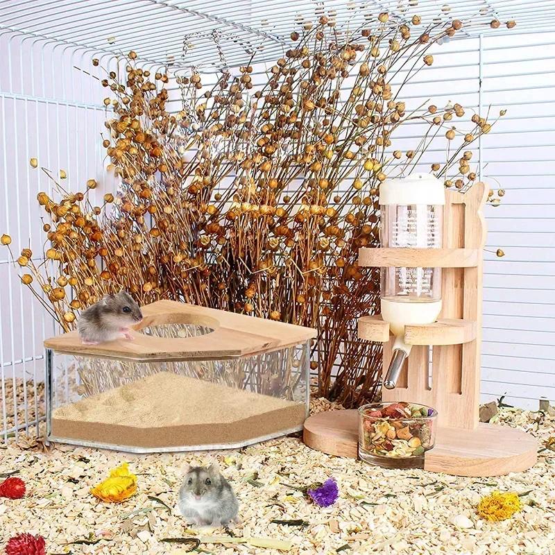 Hamster Bathroom House Small Pet Bath Container Hamster Anti-Spill Sand Bath Shower Room Toilet Pet Anti-Spill Bathtub Box