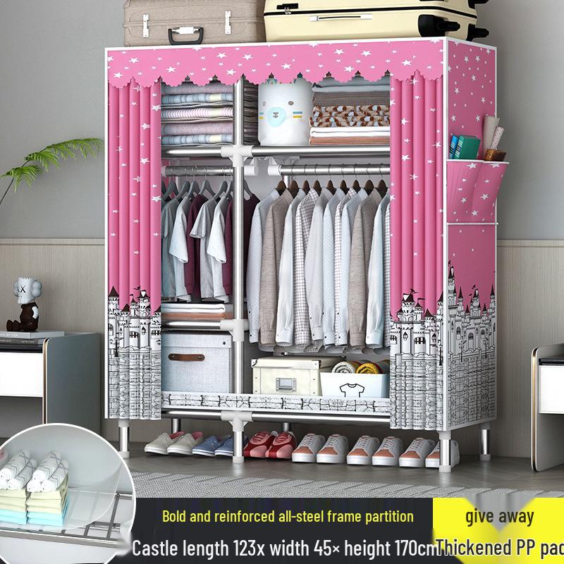 Sturdy All-Steel Cloth Wardrobe: Durable Bedroom Storage Cabinet for Easy Assembly